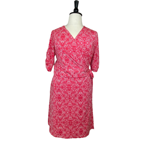 Lane Bryant Dresses Lane Bryant Pink White Polka Dots Wrap Dress